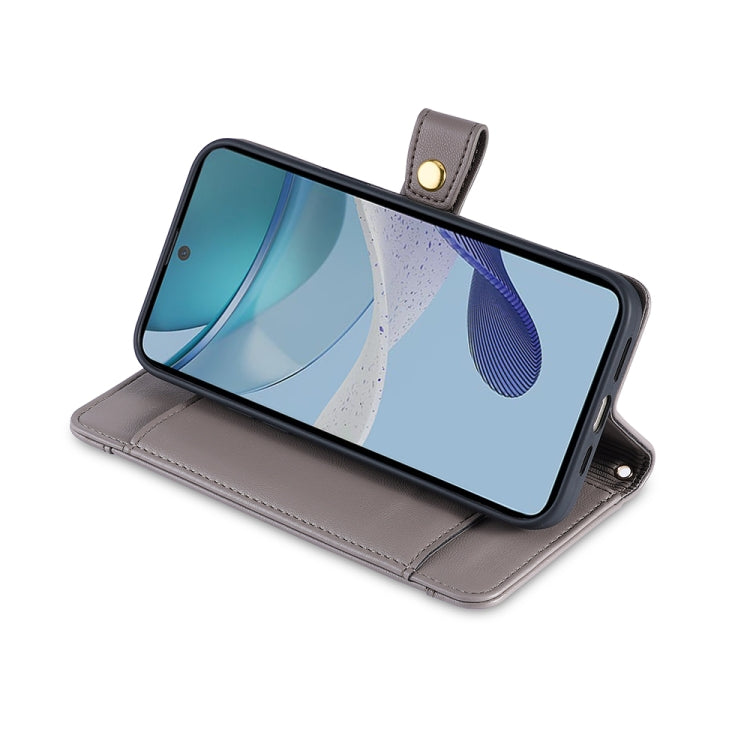 For Motorola Moto G53 5G/G13 4G/G23 4G Sheep Texture Cross-body Zipper Wallet Leather Phone Case(Grey) - Motorola Cases by PMC TechLife | Online Shopping South Africa | PMC TechLife | Buy Now Pay Later Mobicred