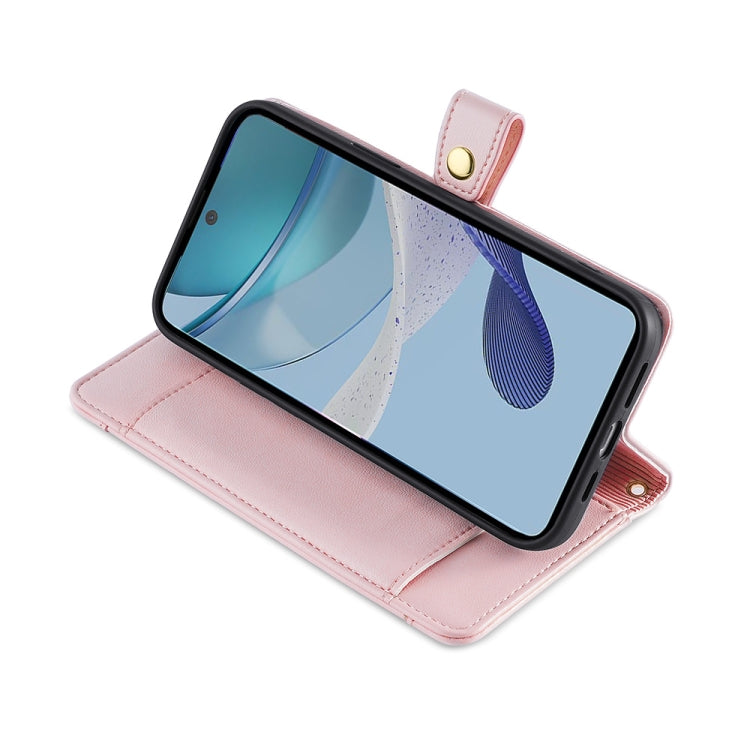 For Motorola Moto G53 5G/G13 4G/G23 4G Sheep Texture Cross-body Zipper Wallet Leather Phone Case(Pink) - Motorola Cases by PMC TechLife | Online Shopping South Africa | PMC TechLife | Buy Now Pay Later Mobicred
