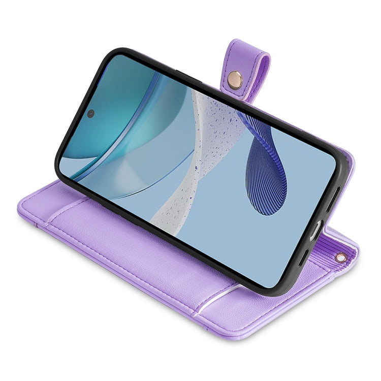 For Motorola Moto G53 5G/G13 4G/G23 4G Sheep Texture Cross-body Zipper Wallet Leather Phone Case(Purple) - Motorola Cases by PMC TechLife | Online Shopping South Africa | PMC TechLife | Buy Now Pay Later Mobicred