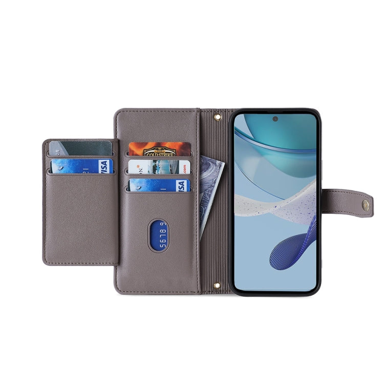For OnePlus Ace 2/11R Sheep Texture Cross-body Zipper Wallet Leather Phone Case(Grey) - OnePlus Cases by PMC TechLife | Online Shopping South Africa | PMC TechLife | Buy Now Pay Later Mobicred