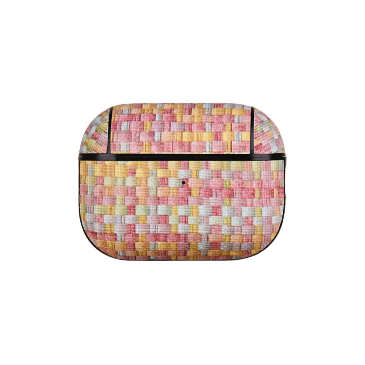 For AirPods Pro 2 PC Woven Leather Skin Earphone Case(Pink) - For AirPods Pro 2 by PMC Jewellery | Online Shopping South Africa | PMC Jewellery | Buy Now Pay Later Mobicred
