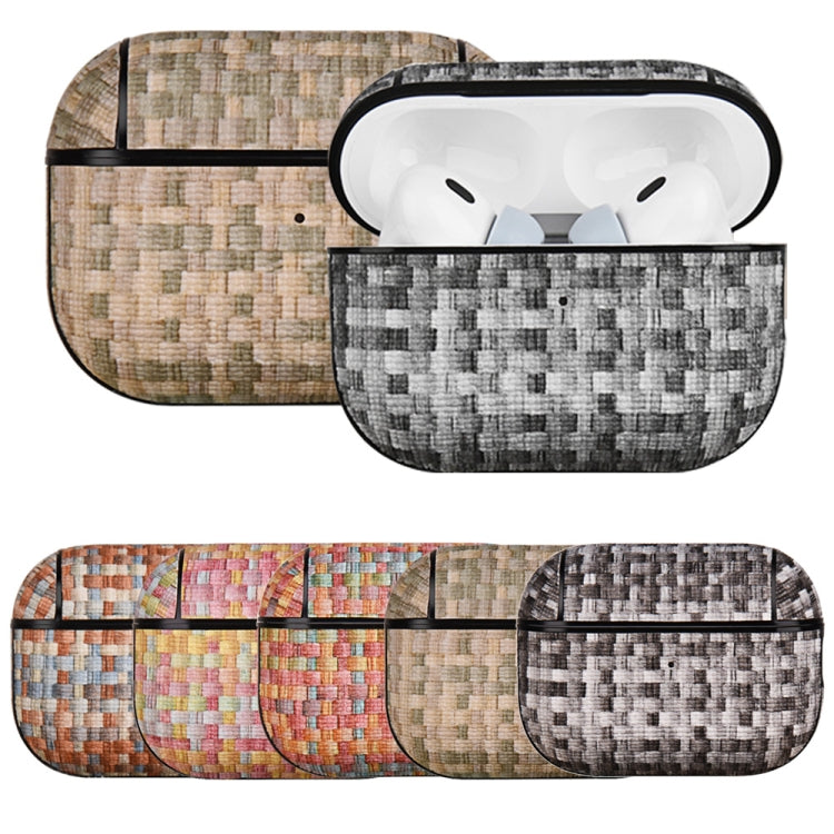For AirPods Pro 2 PC Woven Leather Skin Earphone Case(Light Yellow) - For AirPods Pro 2 by PMC Jewellery | Online Shopping South Africa | PMC Jewellery | Buy Now Pay Later Mobicred