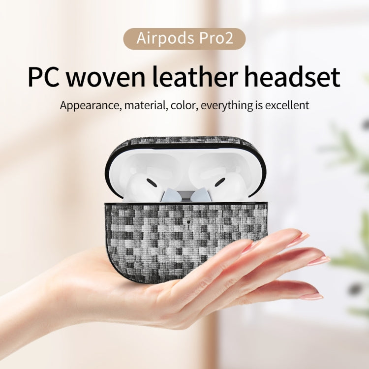 For AirPods Pro 2 PC Woven Leather Skin Earphone Case(Gray) - For AirPods Pro 2 by PMC Jewellery | Online Shopping South Africa | PMC Jewellery | Buy Now Pay Later Mobicred