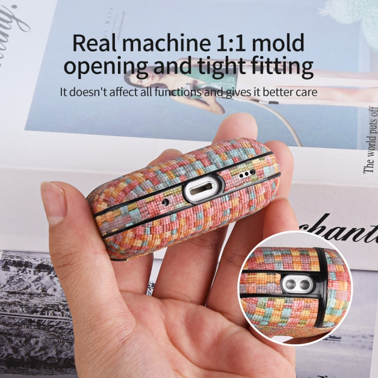 For AirPods Pro 2 PC Woven Leather Skin Earphone Case(Light Yellow) - For AirPods Pro 2 by PMC Jewellery | Online Shopping South Africa | PMC Jewellery | Buy Now Pay Later Mobicred