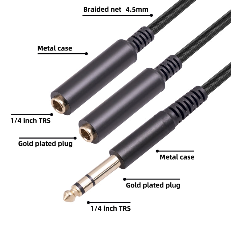 3718 6.35mm Male to Dual Female 1/4 TRS Stereo Audio Cable, Length: 30cm - Microphone Audio Cable & Connector by PMC TechLife | Online Shopping South Africa | PMC TechLife