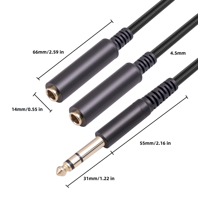 3718 6.35mm Male to Dual Female 1/4 TRS Stereo Audio Cable, Length: 30cm - Microphone Audio Cable & Connector by PMC TechLife | Online Shopping South Africa | PMC TechLife