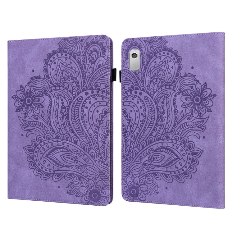 For Lenovo Tab M8 4th Gen TB-300FU Peacock Embossed Pattern Leather Tablet Case(Purple) - Lenovo by PMC TechLife | Online Shopping South Africa | PMC TechLife | Buy Now Pay Later Mobicred
