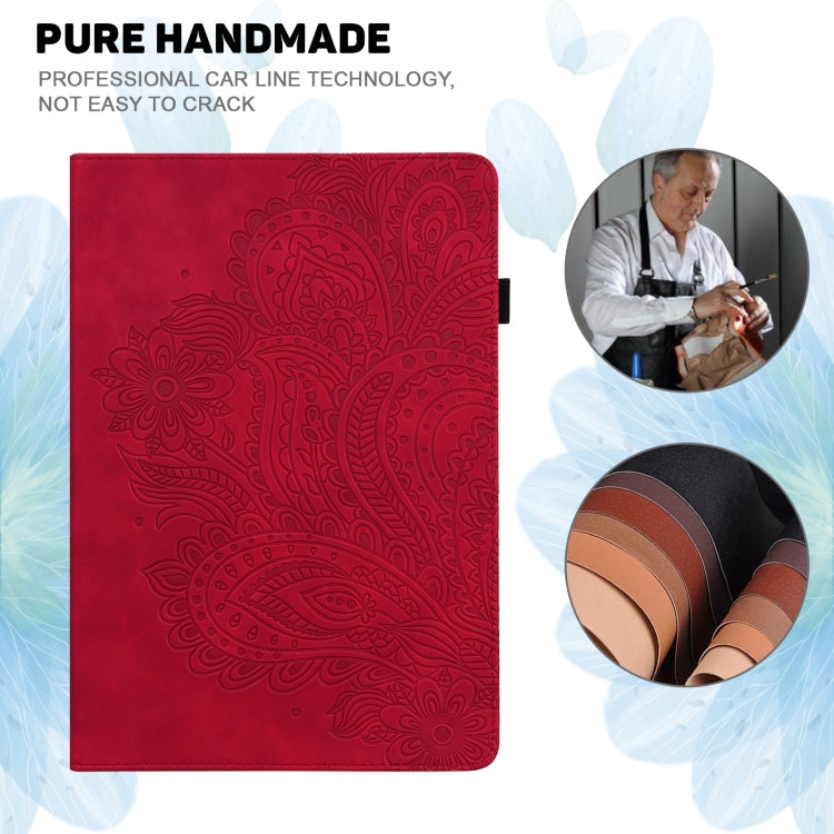For Lenovo Tab P11 Gen 2 Peacock Embossed Pattern Leather Tablet Case(Red) - Lenovo by PMC TechLife | Online Shopping South Africa | PMC TechLife | Buy Now Pay Later Mobicred