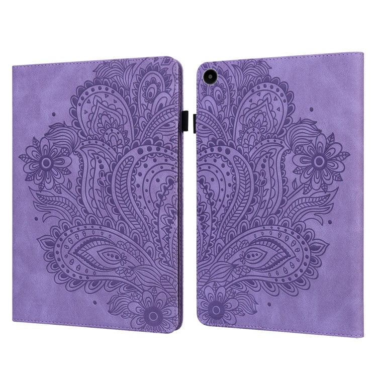 For Huawei MatePad SE 10.4 2022 Peacock Embossed Pattern Leather Tablet Case(Purple) - Huawei by PMC TechLife | Online Shopping South Africa | PMC TechLife | Buy Now Pay Later Mobicred