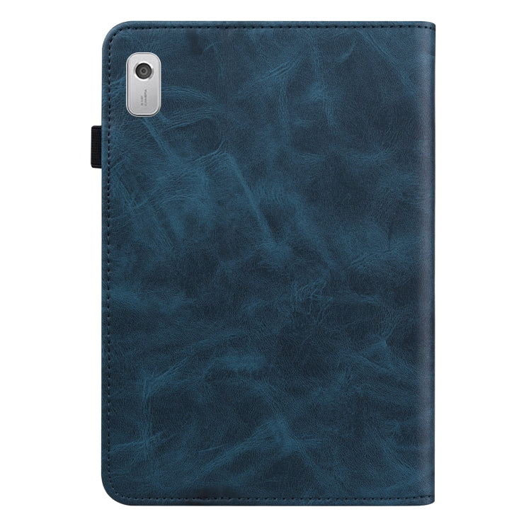 For Lenovo Tab M8 4th Gen TB-300FU Embossed Striped Leather Tablet Case(Blue) - Lenovo by PMC TechLife | Online Shopping South Africa | PMC TechLife | Buy Now Pay Later Mobicred