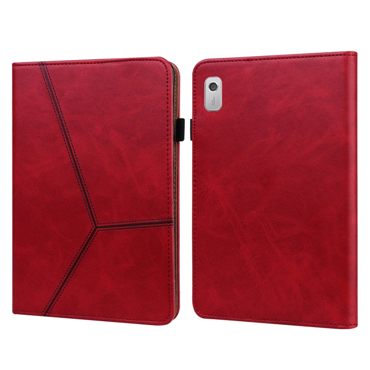 For Lenovo Tab M8 4th Gen TB-300FU Embossed Striped Leather Tablet Case(Red) - Lenovo by PMC TechLife | Online Shopping South Africa | PMC TechLife | Buy Now Pay Later Mobicred