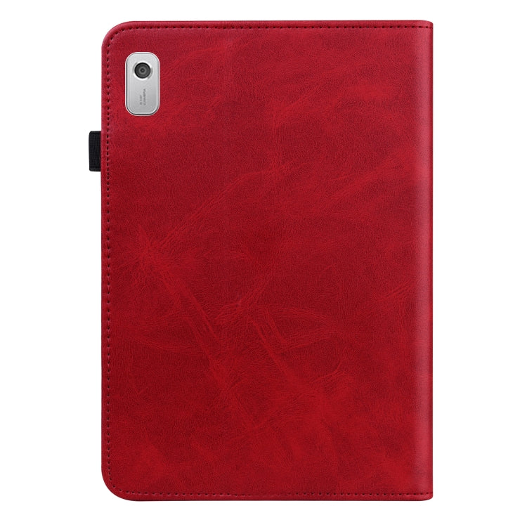 For Lenovo Tab M8 4th Gen TB-300FU Embossed Striped Leather Tablet Case(Red) - Lenovo by PMC TechLife | Online Shopping South Africa | PMC TechLife | Buy Now Pay Later Mobicred