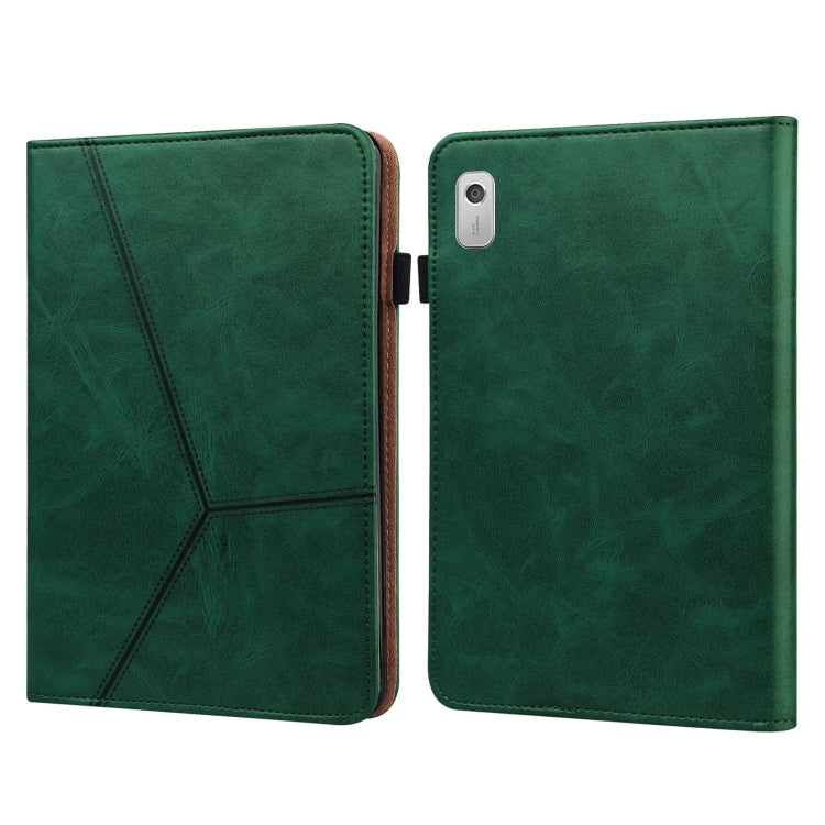 For Lenovo Tab M8 4th Gen TB-300FU Embossed Striped Leather Tablet Case(Green) - Lenovo by PMC TechLife | Online Shopping South Africa | PMC TechLife | Buy Now Pay Later Mobicred