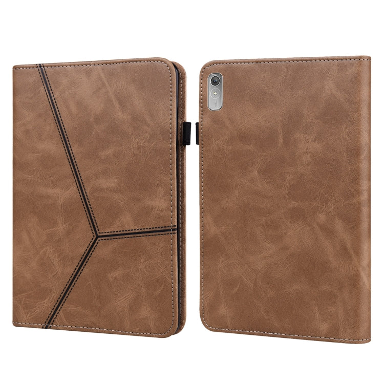 For Lenovo Tab P11 Gen 2 Embossed Striped Leather Tablet Case(Brown) - Lenovo by PMC TechLife | Online Shopping South Africa | PMC TechLife | Buy Now Pay Later Mobicred