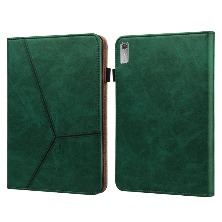 For Lenovo Tab P11 Gen 2 Embossed Striped Leather Tablet Case(Green) - Lenovo by PMC TechLife | Online Shopping South Africa | PMC TechLife | Buy Now Pay Later Mobicred