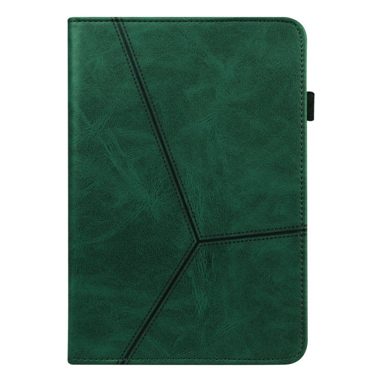 For Lenovo Tab P11 Gen 2 Embossed Striped Leather Tablet Case(Green) - Lenovo by PMC TechLife | Online Shopping South Africa | PMC TechLife | Buy Now Pay Later Mobicred