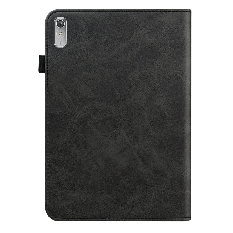 For Lenovo Tab P11 Gen 2 Embossed Striped Leather Tablet Case(Black) - Lenovo by PMC TechLife | Online Shopping South Africa | PMC TechLife | Buy Now Pay Later Mobicred