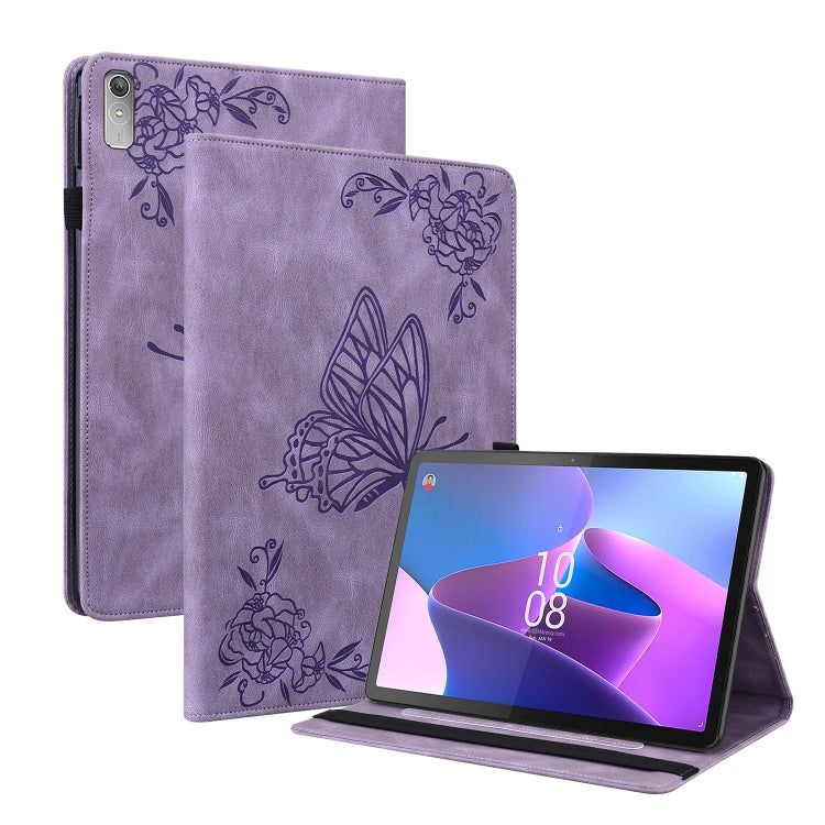 For Lenovo Tab P11 Gen 2 11.5 Butterfly Flower Embossed Leather Tablet Case(Purple) - Lenovo by PMC TechLife | Online Shopping South Africa | PMC TechLife | Buy Now Pay Later Mobicred