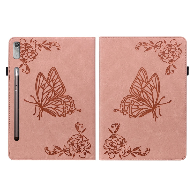 For Lenovo Tab P11 Pro Gen 2 11.2 Butterfly Flower Embossed Leather Tablet Case(Rose Gold) - Lenovo by PMC TechLife | Online Shopping South Africa | PMC TechLife | Buy Now Pay Later Mobicred