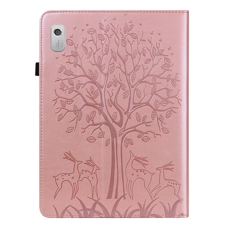 For Lenovo Tab M8 4th Gen TB-300FU Tree & Deer Pattern Embossed Leather Tablet Case(Pink) - Lenovo by PMC TechLife | Online Shopping South Africa | PMC TechLife | Buy Now Pay Later Mobicred