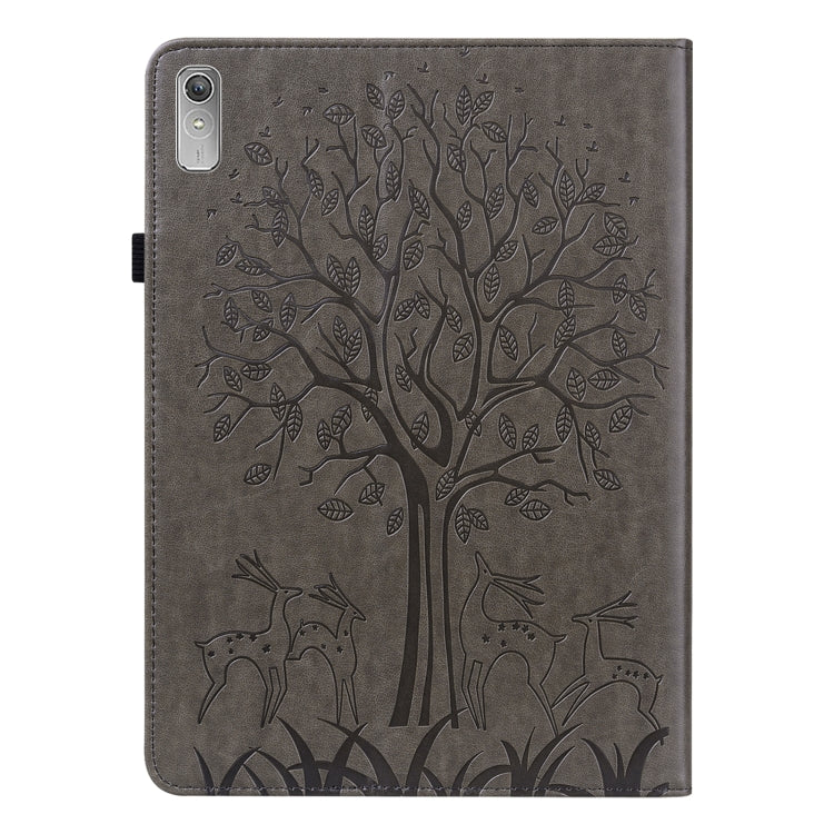 For Lenovo Tab P11 Gen 2 Tree & Deer Pattern Embossed Leather Tablet Case(Grey) - Lenovo by PMC TechLife | Online Shopping South Africa | PMC TechLife | Buy Now Pay Later Mobicred