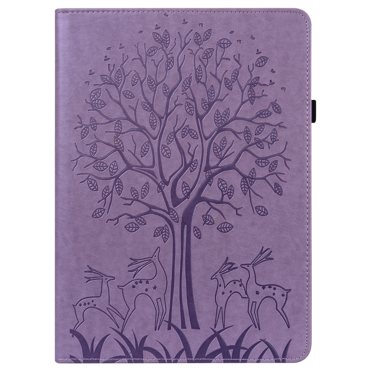 For Lenovo Tab P11 Pro Gen 2 Tree & Deer Pattern Embossed Leather Tablet Case(Purple) - Lenovo by PMC TechLife | Online Shopping South Africa | PMC TechLife | Buy Now Pay Later Mobicred