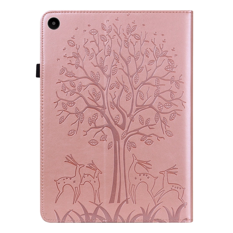 For Huawei MatePad SE 10.4 2022 Tree & Deer Pattern Embossed Leather Tablet Case(Pink) - Huawei by PMC TechLife | Online Shopping South Africa | PMC TechLife | Buy Now Pay Later Mobicred