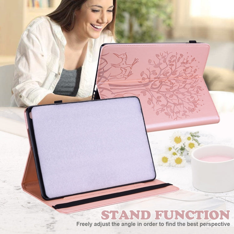 For Huawei MatePad SE 10.4 2022 Tree & Deer Pattern Embossed Leather Tablet Case(Pink) - Huawei by PMC TechLife | Online Shopping South Africa | PMC TechLife | Buy Now Pay Later Mobicred