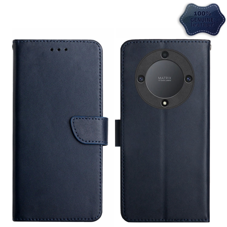 For Honor X9a 5G / Magic5 Lite Genuine Leather Fingerprint-proof Flip Phone Case(Blue) - Honor Cases by PMC TechLife | Online Shopping South Africa | PMC TechLife | Buy Now Pay Later Mobicred