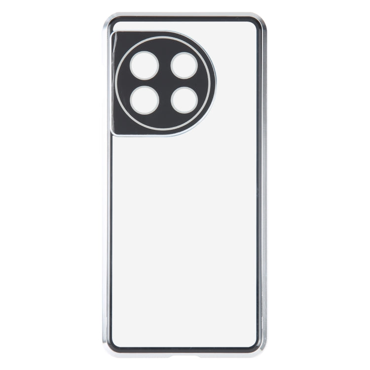 For OnePlus 11 Full Cover Magnetic Metal Tempered Glass Phone Case(Silver) - OnePlus Cases by PMC TechLife | Online Shopping South Africa | PMC TechLife | Buy Now Pay Later Mobicred