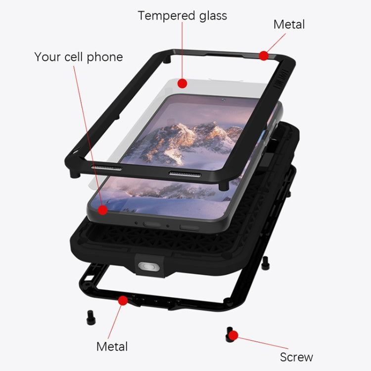 For Samsung Galaxy S23 5G LOVE MEI Metal Shockproof Life Water-resistant Dustproof Phone Case(Red) - free shipping - PMC TechLife - Order now!