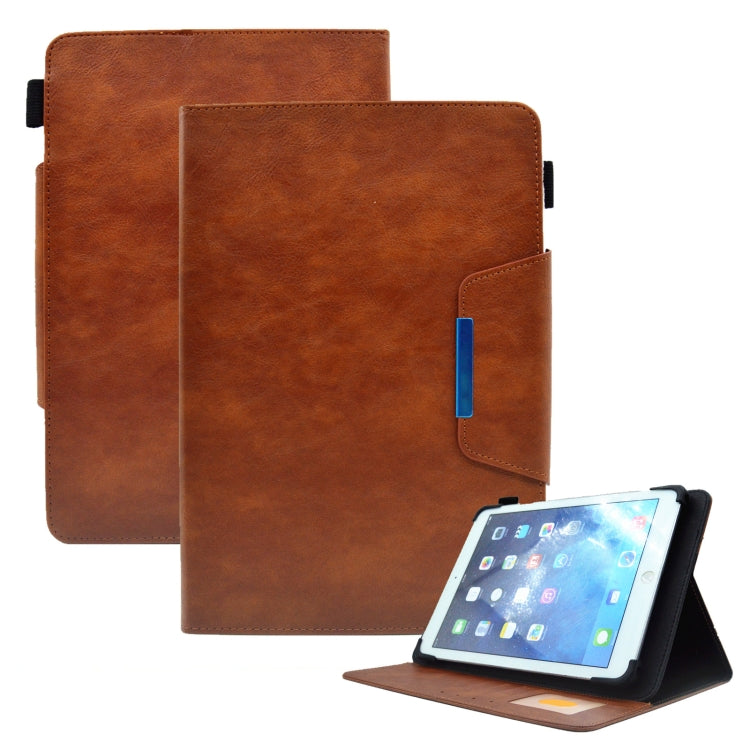For 8 inch Suede Cross Texture Magnetic Clasp Leather Tablet Case(Brown) - 8 inch by PMC TechLife | Online Shopping South Africa | PMC TechLife | Buy Now Pay Later Mobicred