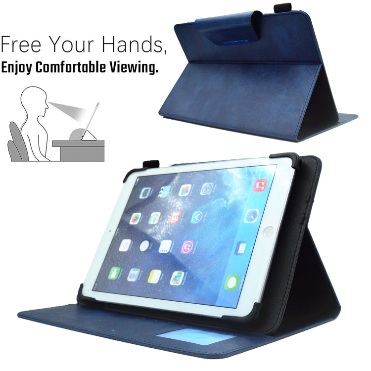 For 10 inch Suede Cross Texture Magnetic Clasp Leather Tablet Case(Blue) - 10 - 11 inch by PMC TechLife | Online Shopping South Africa | PMC TechLife | Buy Now Pay Later Mobicred