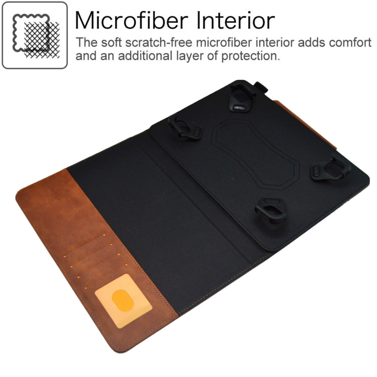 For 10 inch Suede Cross Texture Magnetic Clasp Leather Tablet Case(Brown) - 10 - 11 inch by PMC TechLife | Online Shopping South Africa | PMC TechLife | Buy Now Pay Later Mobicred
