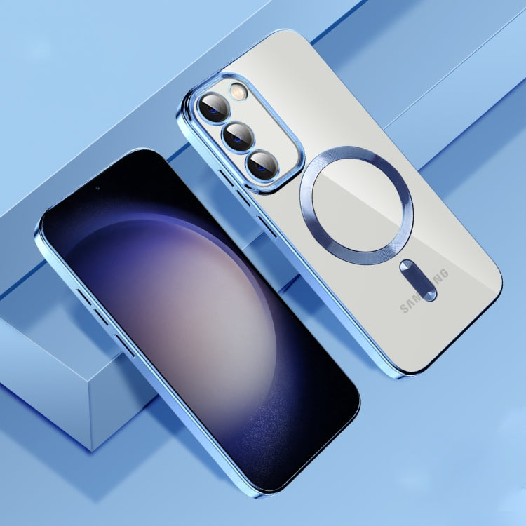 For Samsung Galaxy S23 5G CD Texture Plating TPU MagSafe Phone Case with Lens Film(Sierra Blue) - Galaxy S23 5G Cases by PMC TechLife | Online Shopping South Africa | PMC TechLife