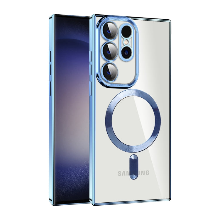For Samsung Galaxy S23 Ultra 5G CD Texture Plating TPU MagSafe Phone Case with Lens Film(Sierra Blue) - Galaxy S23 Ultra 5G Cases by PMC TechLife | Online Shopping South Africa | PMC TechLife