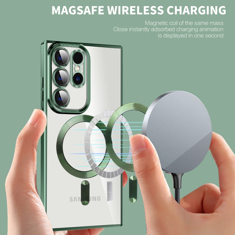 For Samsung Galaxy S23 Ultra 5G CD Texture Plating TPU MagSafe Phone Case with Lens Film(Pink) - Galaxy S23 Ultra 5G Cases by PMC TechLife | Online Shopping South Africa | PMC TechLife