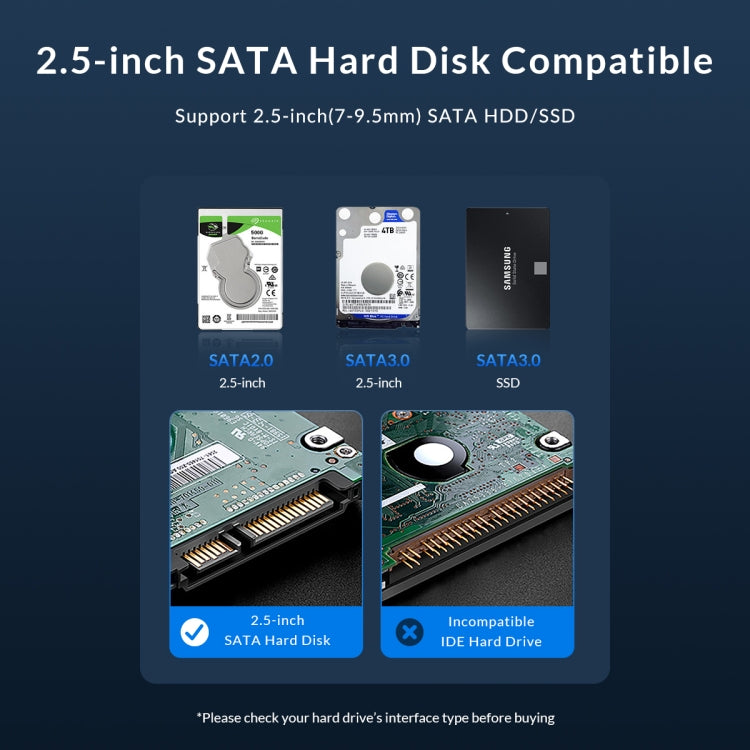 ORICO ORICO-2526U3-V1 2.5 inch USB 3.0 Micro-B Hard Drive Enclosure External Storage Case(Black) - HDD Enclosure by ORICO | Online Shopping South Africa | PMC TechLife | Buy Now Pay Later Mobicred