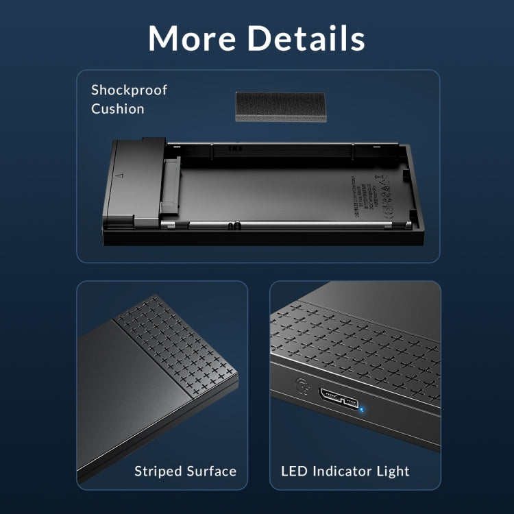 ORICO ORICO-2526U3-V1 2.5 inch USB 3.0 Micro-B Hard Drive Enclosure External Storage Case(Black) - HDD Enclosure by ORICO | Online Shopping South Africa | PMC TechLife | Buy Now Pay Later Mobicred