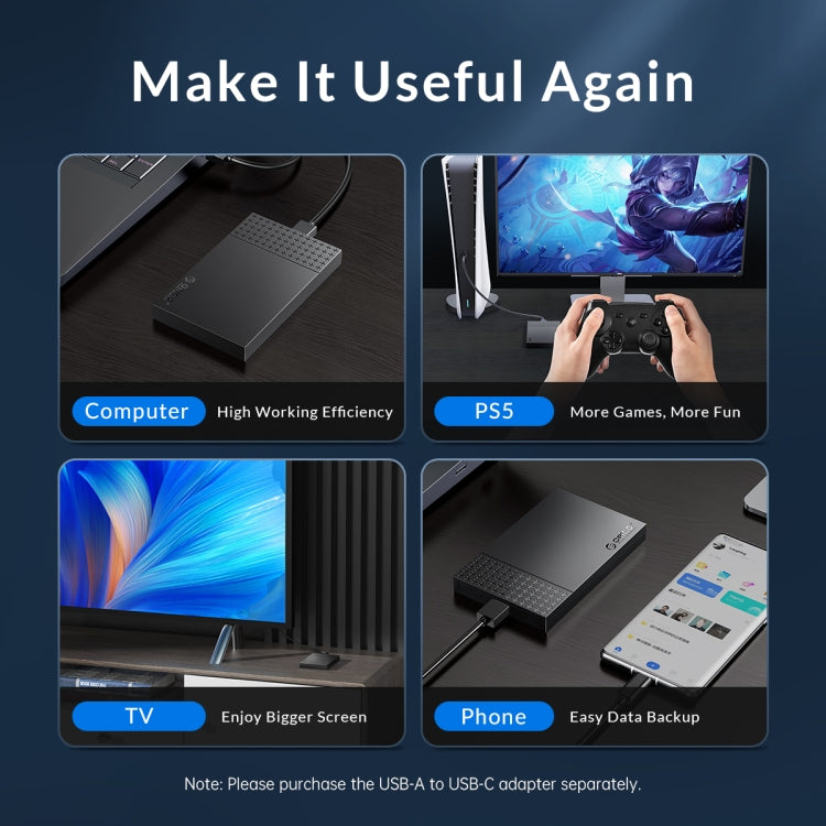 ORICO ORICO-2526U3-V1 2.5 inch USB 3.0 Micro-B Hard Drive Enclosure External Storage Case(Black) - HDD Enclosure by ORICO | Online Shopping South Africa | PMC TechLife | Buy Now Pay Later Mobicred