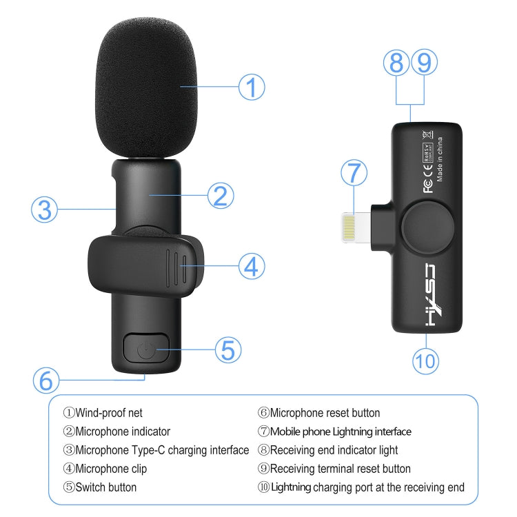 HXSJ F18 2.4G 8 Pin Noise Reduction Lavalier Wireless Microphone(Black) - free shipping - PMC TechLife - Order now!