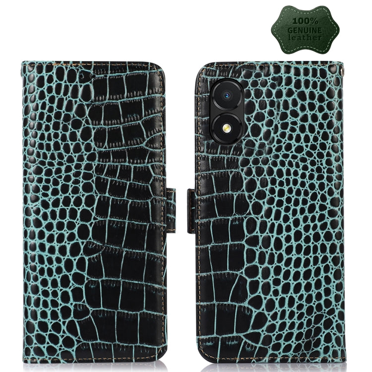 For Honor X5 Crocodile Top Layer Cowhide Leather Phone Case(Green) - Honor Cases by PMC TechLife | Online Shopping South Africa | PMC TechLife | Buy Now Pay Later Mobicred
