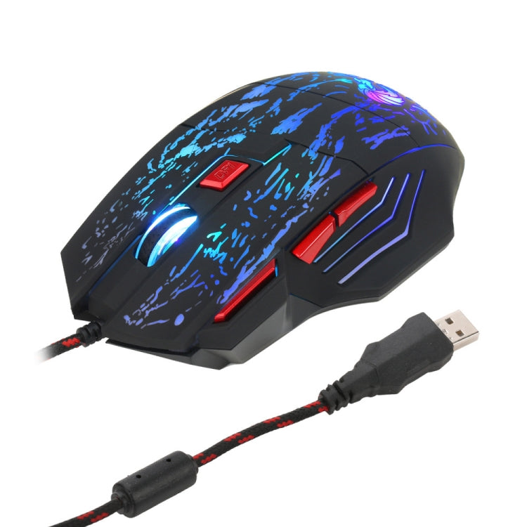 HXSJ H300 7 Keys Flowing Water Crack Colorful Luminous Wired Gaming Mouse(Black) - free shipping - PMC TechLife - Order now!