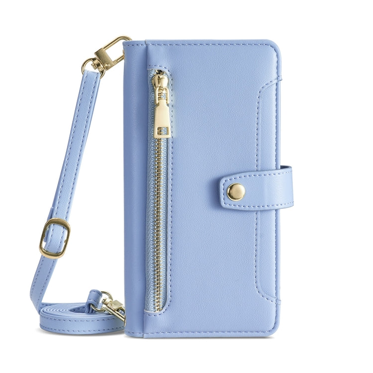 For Kyocera Digno BX2-Digno SX2-A101KC Sheep Texture Cross-body Zipper Wallet Leather Phone Case(Blue) - free shipping - PMC TechLife - Order now!