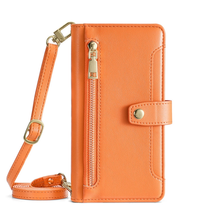 For Honor X7A Sheep Texture Cross-body Zipper Wallet Leather Phone Case(Orange) - Honor Cases by PMC TechLife | Online Shopping South Africa | PMC TechLife | Buy Now Pay Later Mobicred