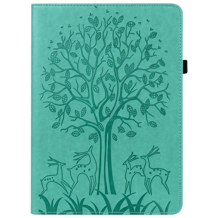 For Lenovo Tab M10 3rd Gen Tree & Deer Pattern Embossed Leather Tablet Case(Green) - Lenovo by PMC TechLife | Online Shopping South Africa | PMC TechLife | Buy Now Pay Later Mobicred