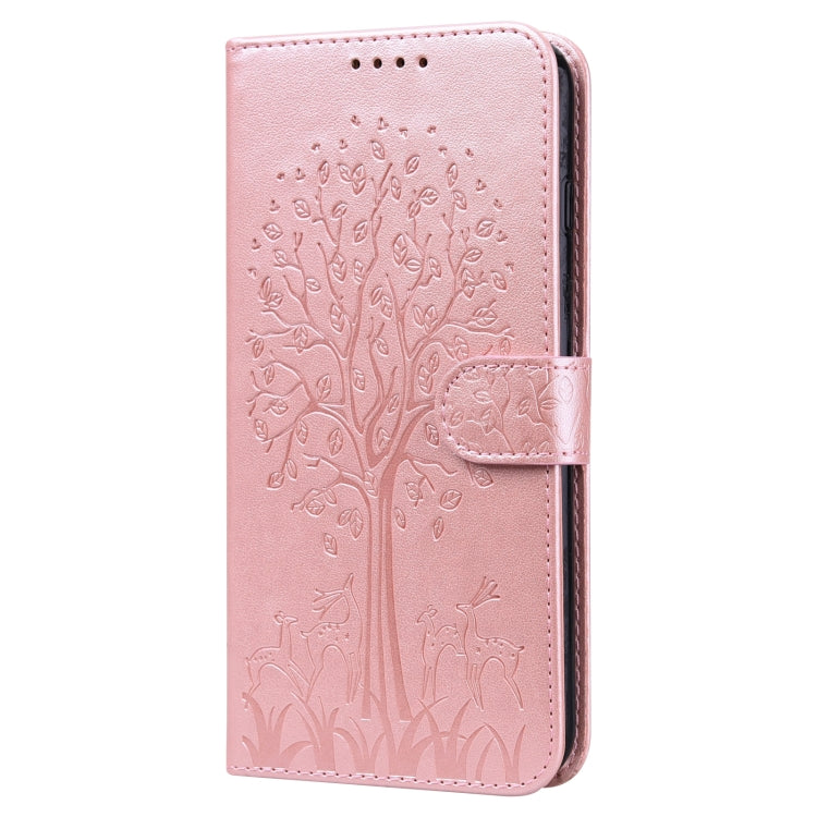 For Samsung Galaxy A34 5G Tree & Deer Pattern Pressed Printing Horizontal Flip Leather Phone Case(Pink) - Galaxy Phone Cases by PMC TechLife | Online Shopping South Africa | PMC TechLife | Buy Now Pay Later Mobicred