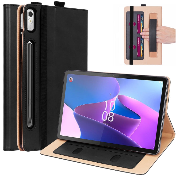 For Lenovo Tab P11 Pro Gen2 11.2 2022 TB132/138 Embossed Front Stand Leather Smart Tablet Case(Black) - Lenovo by PMC TechLife | Online Shopping South Africa | PMC TechLife | Buy Now Pay Later Mobicred