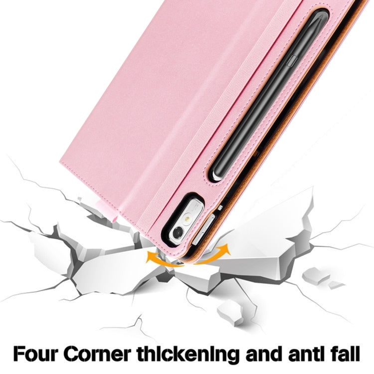 For Lenovo Tab P11 Pro Gen2 11.2 2022 TB132/138 Embossed Front Stand Leather Smart Tablet Case(Rose Gold) - Lenovo by PMC TechLife | Online Shopping South Africa | PMC TechLife | Buy Now Pay Later Mobicred