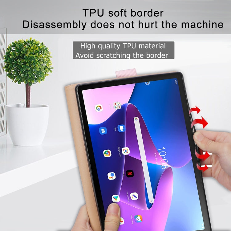 For Lenovo Tab P11 Pro Gen2 11.2 2022 TB132/138 Embossed Front Stand Leather Smart Tablet Case(Rose Gold) - Lenovo by PMC TechLife | Online Shopping South Africa | PMC TechLife | Buy Now Pay Later Mobicred